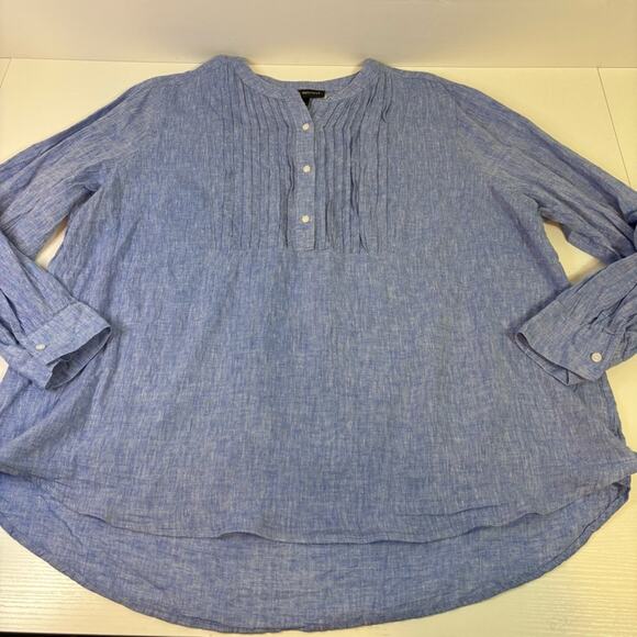 Lane Bryant Blue Casual Button Down Shirt with Pintuck Details Size 18/20 W0451 - Picture 3 of 8